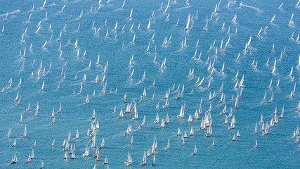 October, 08 2017, sailing boat race Barcolana, Trieste. Moments of the race.