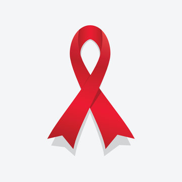 World aids day concept and red hiv ribbon on white background vector illustration