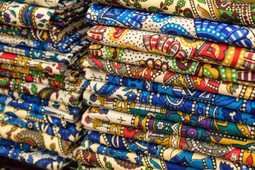 Fototapeta na wymiar Textile and cloth on oriental market