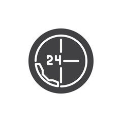 Call 24 hours icon vector, filled flat sign, solid pictogram isolated on white. All day support symbol, logo illustration.