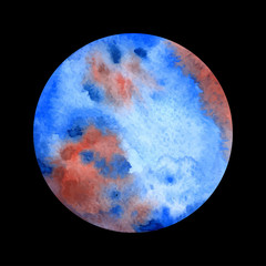 Watercolor vector hand drawn illustration of planet.