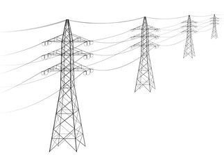 Overhead power line. A number of electro-eaves departing into the distance. Transmission and supply of electricity. Procurement for an article on the cost of electricity or construction of lines - 181118550