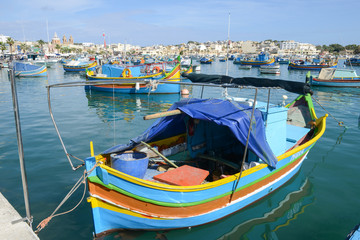 Fototapeta na wymiar The fishing village of Marsaxlokk on Malta island