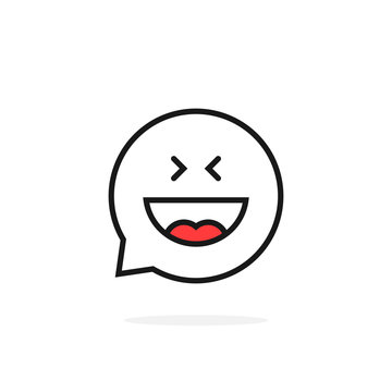 thin line joy emoji speech bubble logo