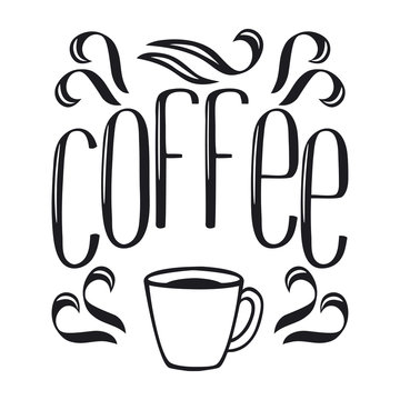 Fototapeta lettering word coffee vector