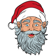 Santa claus face pop art cartoon