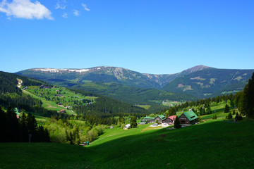 The Pec pod Snezkou, village, The Giant Mountains, summit of Snezka, Czech Republic