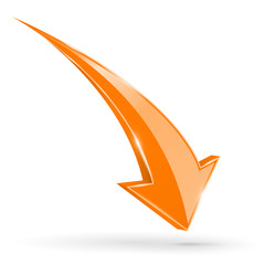 Orange DOWN arrow. Web 3d shiny icon