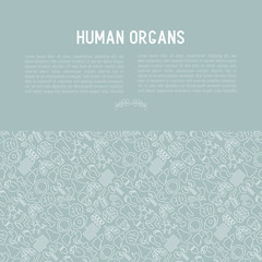 Human internal organs concept with thin line icons. Vector illustration for banner, web page, print media.