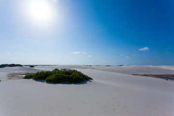 White sand dunes panorama from Lencois Maranhenses National Park, Brazil.