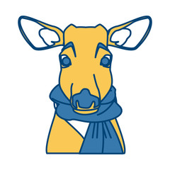 Cute reindeer with scarf cartoon