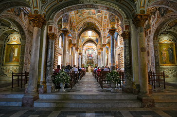 Interno della chiesa della Martorana a Palermo - obrazy, fototapety, plakaty