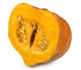 Pumpkin (close-up shot) isolated on white background