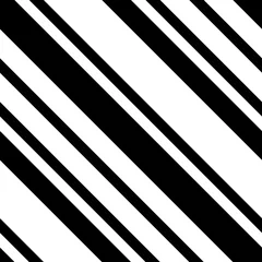 Behang Black and White Diagonal Striped Seamless Pattern © Supertrooper
