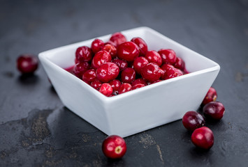 Preserved Cranberries (selective focus; detailed close-up shot)