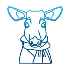 Cute reindeer with scarf cartoon
