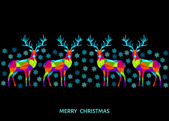  Bright colorful Xmas decoration on black background.