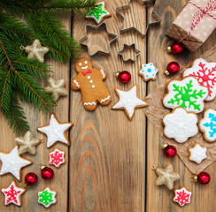 Christmas ginger and honey colorful cookies