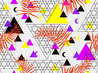 Seamless geometric pattern in retro 80s 90s style. Doodle geometric shapes. Abstract vector retro memphis design. Perfect for wallpapers, pattern fill, web background, surface texture, textile