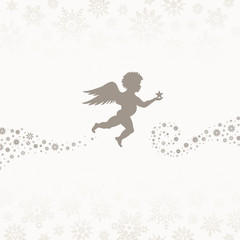Flying Christmas Angel Holding Star Taupe