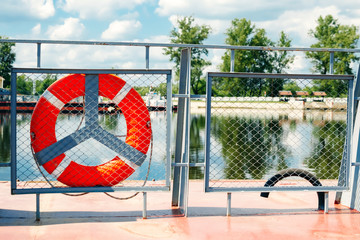 Fototapeta na wymiar Life buoy on a cruise ship