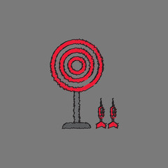 flat target and darts . Vector Eps 10 in Hatching style