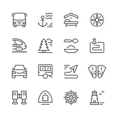 Set line icons of travel