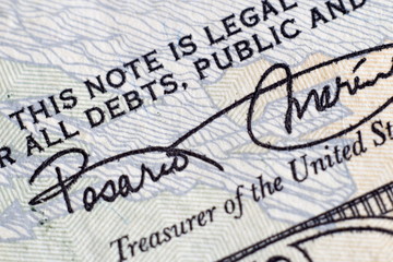 Fototapeta premium Macro elements on the US dollar bill