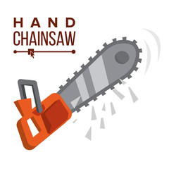 Hand Chainsaw Vector. Petrol Chain Saw. Professional Instrument, Working Tool. Isolated Flat Cartoon Illustration