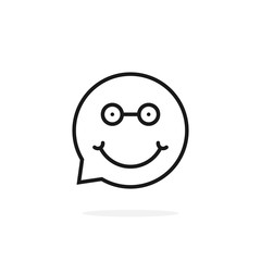 Obraz na płótnie Canvas thin line nerdy emoji speech bubble logo