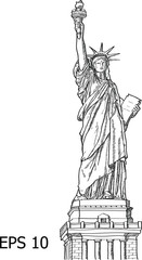 Statue of Liberty (Liberty Enlightening the World ) Line Vector Illustrator, EPS 10.