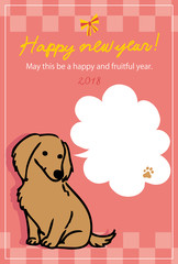 犬　年賀状　デザイン　イラスト　ミニチュアダックス