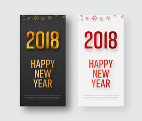 Template of vertical banners Happy New Year 2018.
