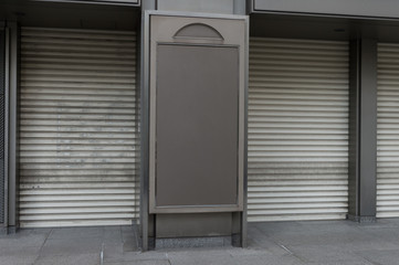 Large blank billboard on a street wall, banners with room to add your own text