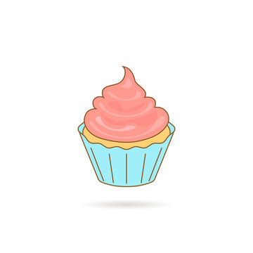 cupcake icon with pink cream