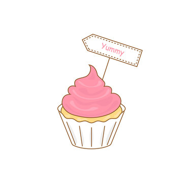 cake icon with yummy sign