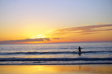 The Sidi Kaouki beach, sunset, stand up paddle,Morocco
