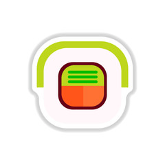 sushi roll piece, japanese food. Sushi roll with rice, vector icon sticker