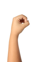 Child hand's fist isolated on white clipping path.