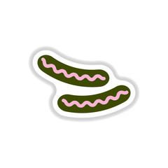 Sausage grilled, vector sticker