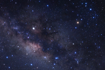 Milky way galaxy with stars and space dust in the universe, Long exposure photograph, with grain.