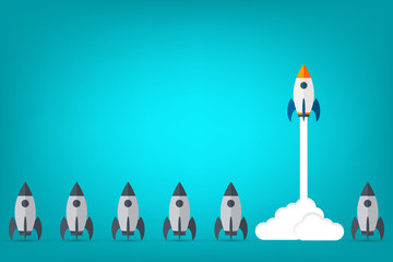 Think differently - Being different, taking risky, move for success in life -The graphic of rocket also represents the concept of courage, enterprise, confidence, belief, fearless, daring,