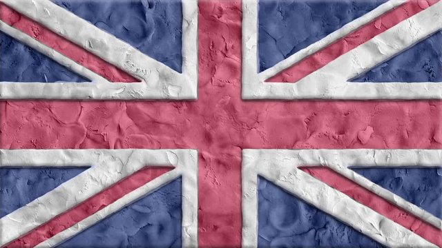 stop motion clay made United Kingdom Flag cartoon handmade like animation seamles loop - new quality national patriotic colorful symbol video footage