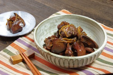 鳥レバーの生姜煮　家庭料理