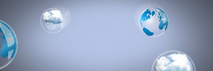 Cloud world bubbles in front of vignette