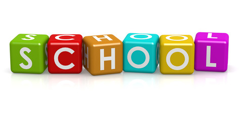 Colorful cube with school word