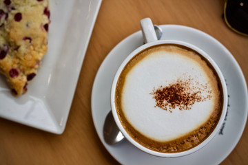 Coffee cup hot breakfast in the morning 