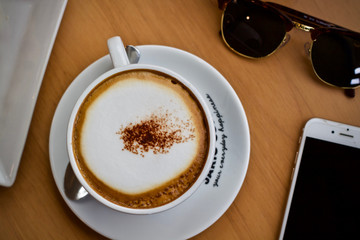 Coffee cup hot breakfast in the morning 