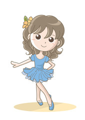 バレエポーズ・女の子・ブルー