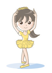 バレエポーズ・女の子・イエロー